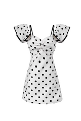 hermosa Dot Off Shoulder Mini Dress In White