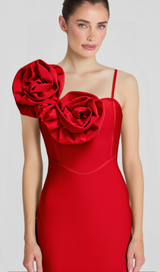 HUGE FLOWERS BANDAGE MIDI DRESS