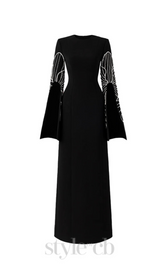 stephanie slit-sleeve bodycon maxi dress in black