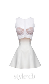 nude ombre off-white under-bust corset mini skirt set
