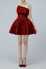 STRAPY HEM MINI DRESS IN RED