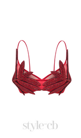 Vieby Leaf Crystal Bralette in Red