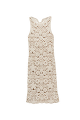 georgia cotton crochet midi dress in apricot