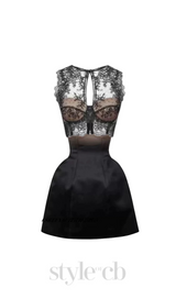 nude ombre black under-bust corset mini skirt set
