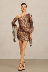 edwina Long Sleeves Leopard Print Mini Dress in brown