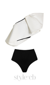 ONE-SHOULDER RUFFLED SILK-FAILLE SWIMWEAR