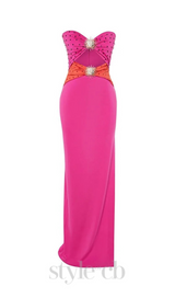 OFF-SHOULDER CRYSTAL CUTOUT BANDAGE DRESS