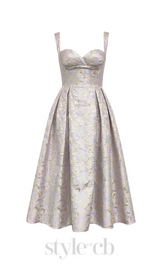 BUSTIER A LINE MIDI DRESS IN PURPLE