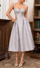 BUSTIER A LINE MIDI DRESS IN PURPLE