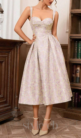 BUSTIER A LINE MIDI DRESS IN PINK