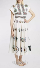 GRAPHIC PRINT COTTON MIDI DRESS
