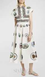 GRAPHIC PRINT COTTON MIDI DRESS