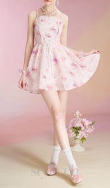 FLORAL PRINTED MINI DRESS IN PINK