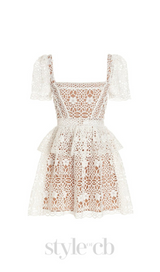 GUIPURE LACE LAYERED MINI DRESS