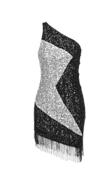 AGLAIA ONE SHOULDER SEQUIN DRESS