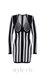 STRIPED KNIT BODYCON MINI DRESS