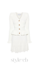 URSULA WHITE KNIT PEPLUM MINI DRESS