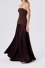 Aura Strapless Gown in Espresso