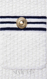 White Textured Knit Mini Skirt