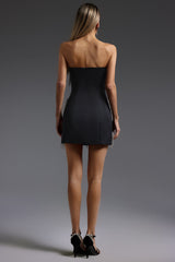 Flor Sleeveless Diamond Tassels Mini Dress in black