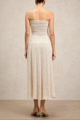 kimberley beige off-shoulder Sleeveless sequin jersey Maxi Dress