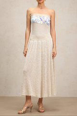 kimberley beige off-shoulder Sleeveless sequin jersey Maxi Dress