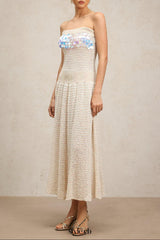 kimberley beige off-shoulder Sleeveless sequin jersey Maxi Dress