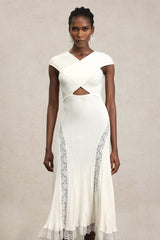 Rcia Sleeveless Lace Hollow Out Bandage Midi Dress