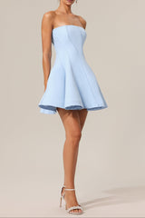 natividad off-shoulder Sleeveless Mini Dress in blue