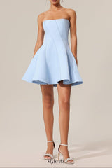 natividad off-shoulder Sleeveless Mini Dress in blue