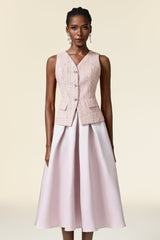 Ella pink V-Neck Sleeveless Top & Skirt Two-Piece Set