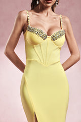 michaelia Sleeveless Diamond Slit Bandage Midi Dress