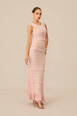 mildred Pink Textured Knit Maxi Dress & Cardigan Set