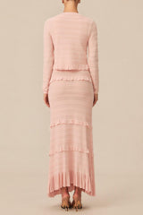 mildred Pink Textured Knit Maxi Dress & Cardigan Set