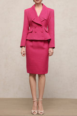 doreen rose red Long Sleeve Woven Top Skirt Two-Piece Set