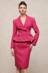 doreen rose red Long Sleeve Woven Top Skirt Two-Piece Set