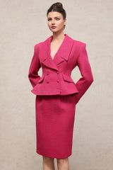 doreen rose red Long Sleeve Woven Top Skirt Two-Piece Set