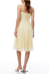 kristin Yellow Floral Appliqué Tulle Midi Dress