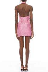 murray Pink Beaded Embellished Mini Dress