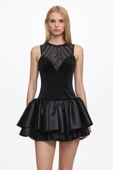Sareza Chic Contour Deep V Sleeveless Sequin Mini Dress