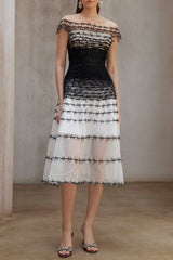 jennifer off-shoulder lace embroidery hollow maxi dress in black