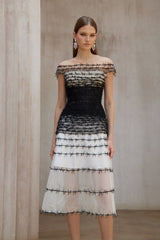 jennifer off-shoulder lace embroidery hollow maxi dress in black