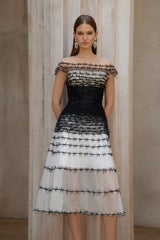 jennifer off-shoulder lace embroidery hollow maxi dress in black