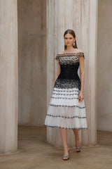 jennifer off-shoulder lace embroidery hollow maxi dress in black