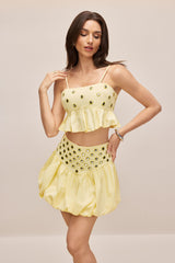 ursula Mirror Embellished Crop Top & Bubble Skirt Set