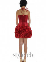 Corset Floral Two Piece Set Mini Dress In Red