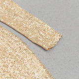 FRINGE TRIM ASYMMETRICAL HEM SEQUIN PROM DRESS