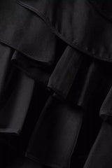 poppy Ruffle Silk Organza sleeveless Mini Dress in black