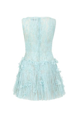 sleeveless lace fabric mini dress in aqua