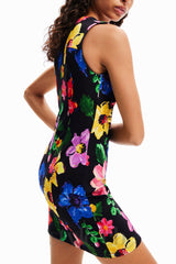 multicolor sleeveless floral mini dress